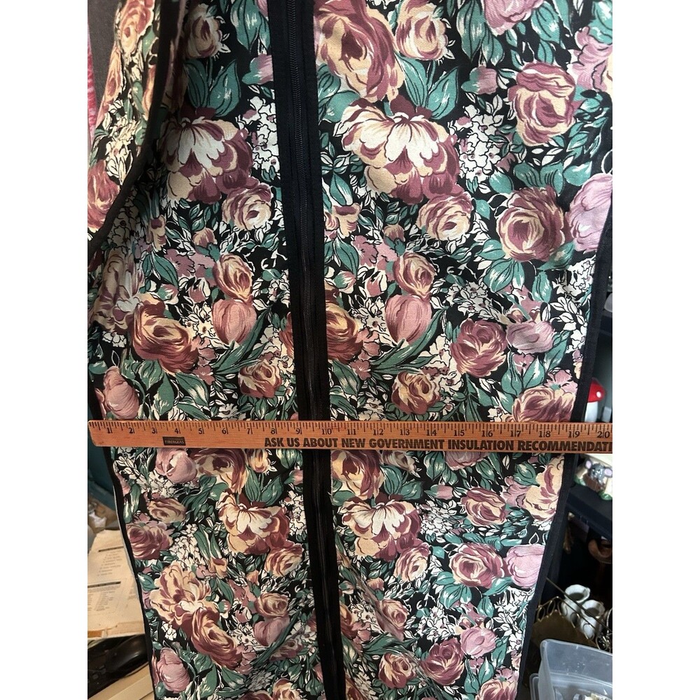 Vintage Floral Garment Bag Taiwan 48x19.5 Zippered Dress Clothes Travel Storage - Picture 7 of 15